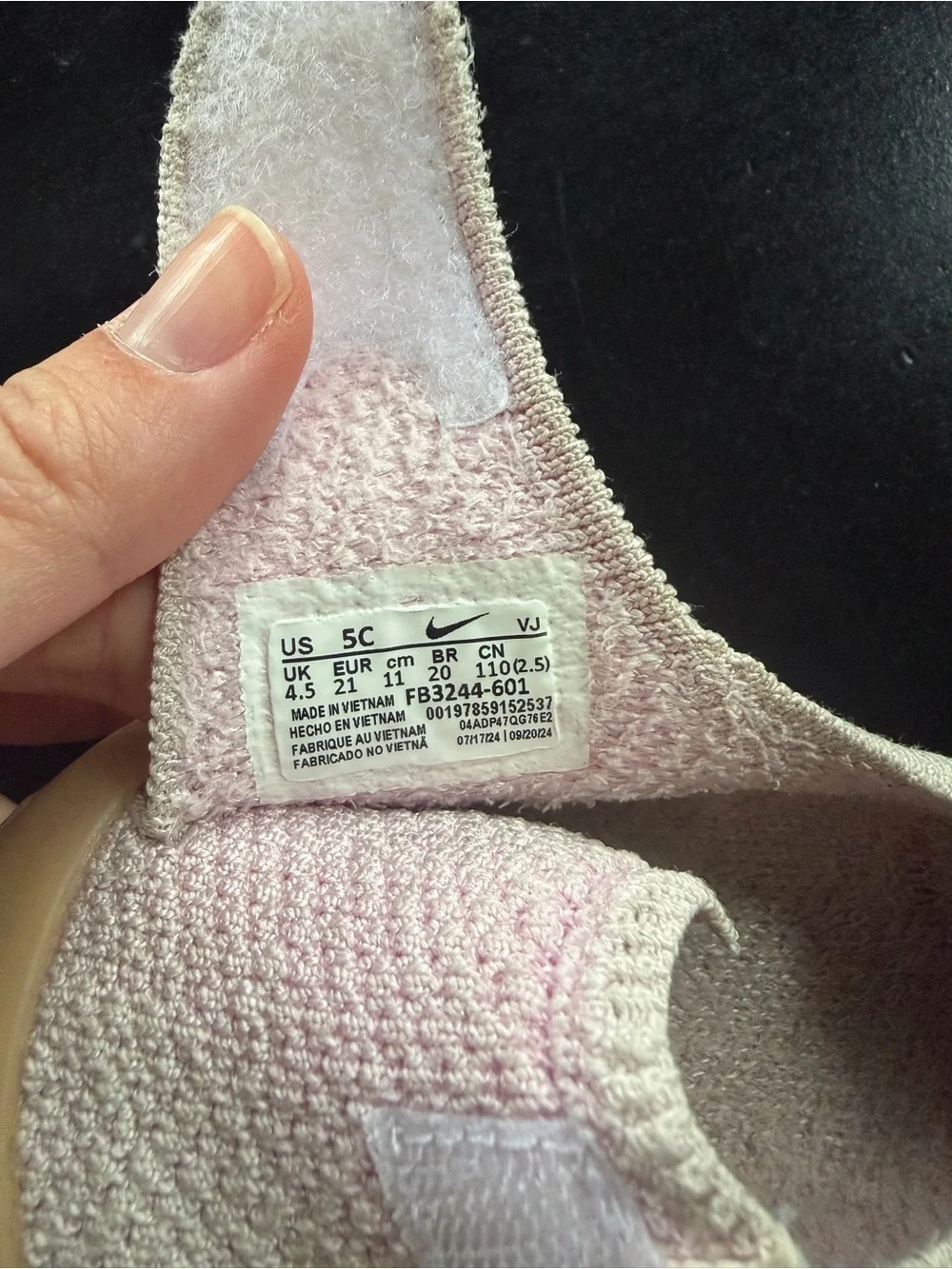 Nike Kids Slip-On Sneakers in Light Pink and Tan - Picture 6 of 6